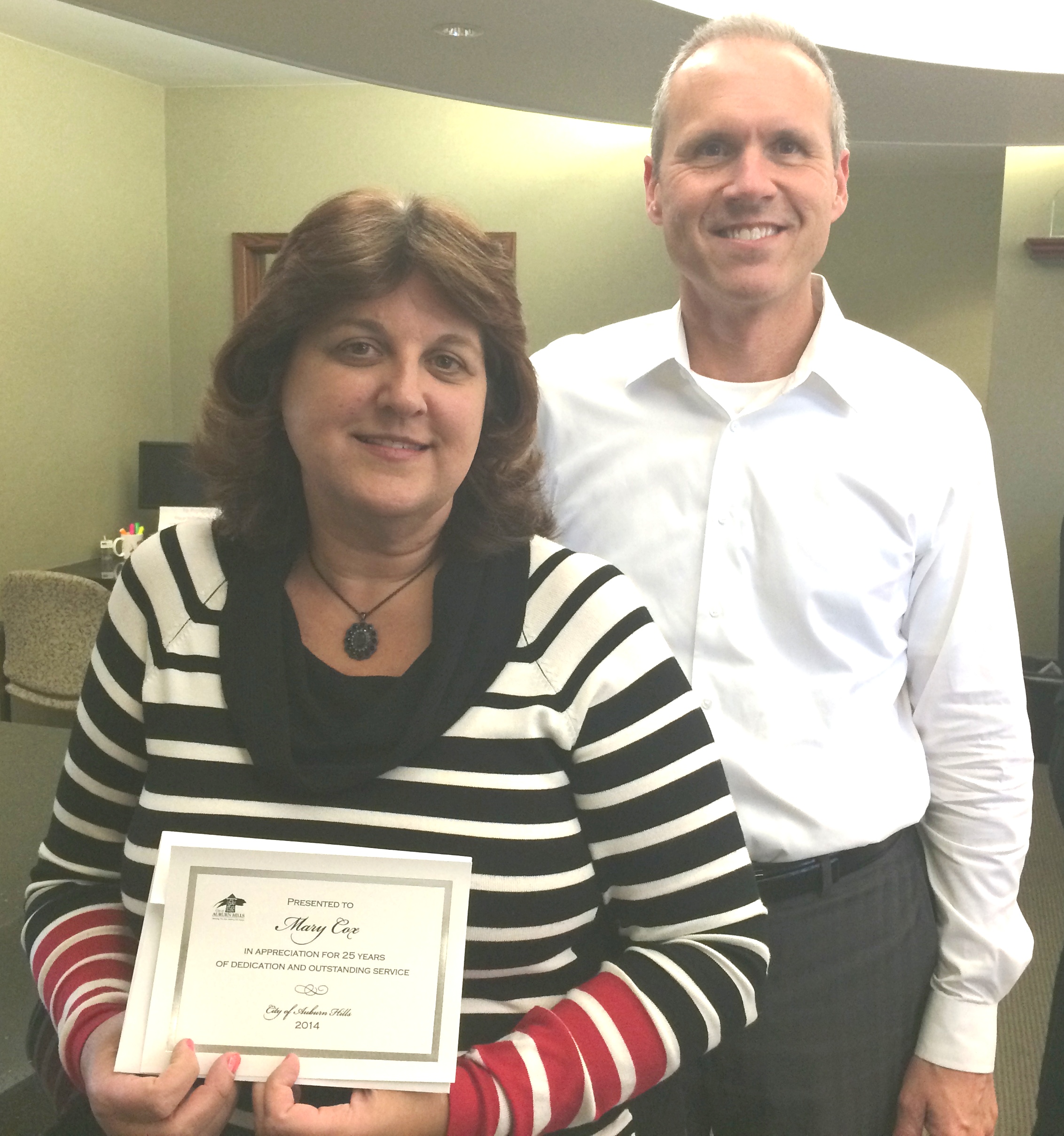 Mary with City Manager Tom Tanghe