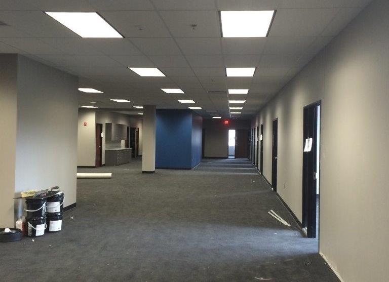 The office areas on the first and second floors of the building are being painted, carpet is being installed, and all the rest of the finish touches are being completed by contractors  