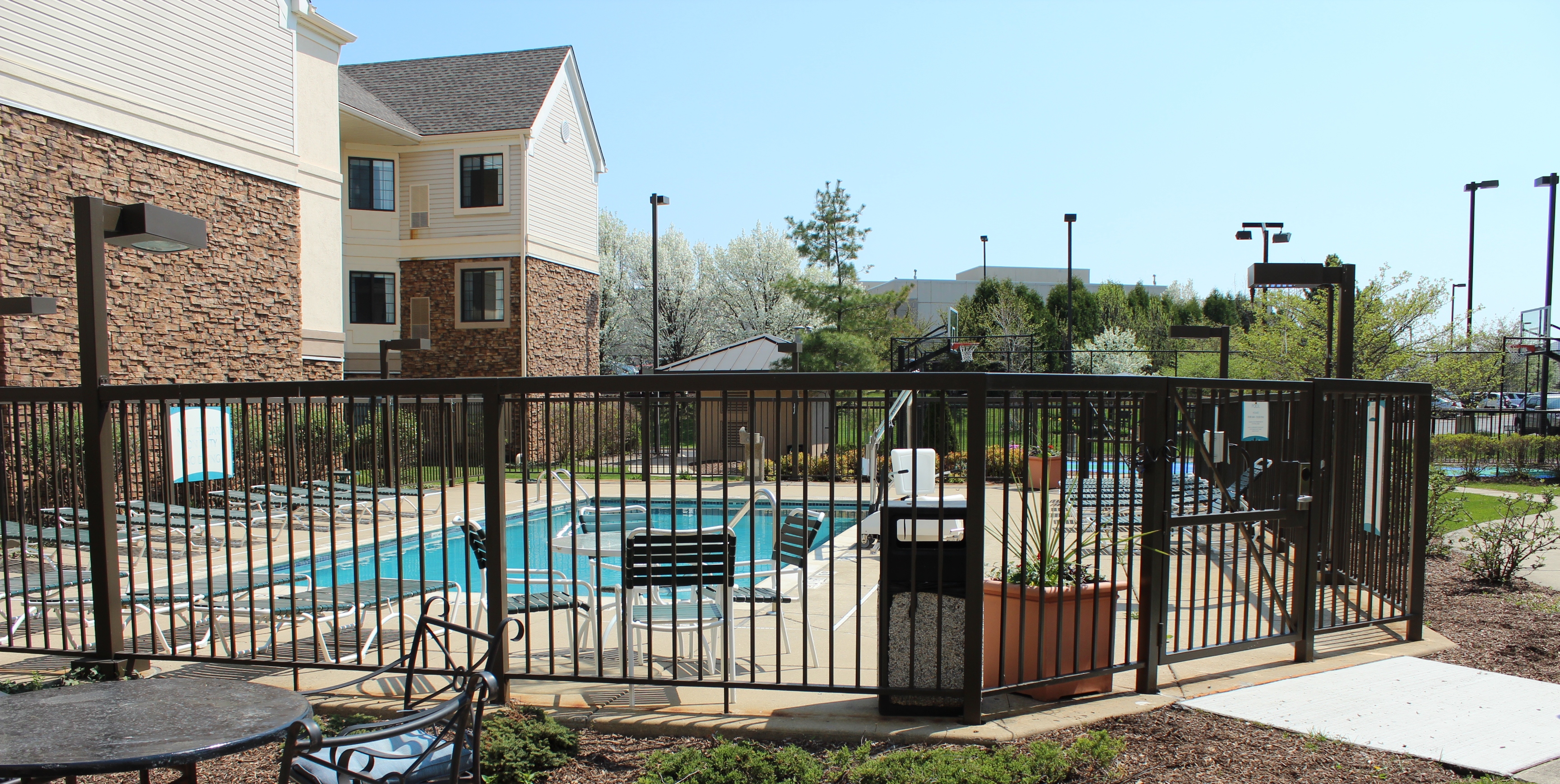 This extended stay hotel literally has everything you need, including a beautiful outdoor area with a pool