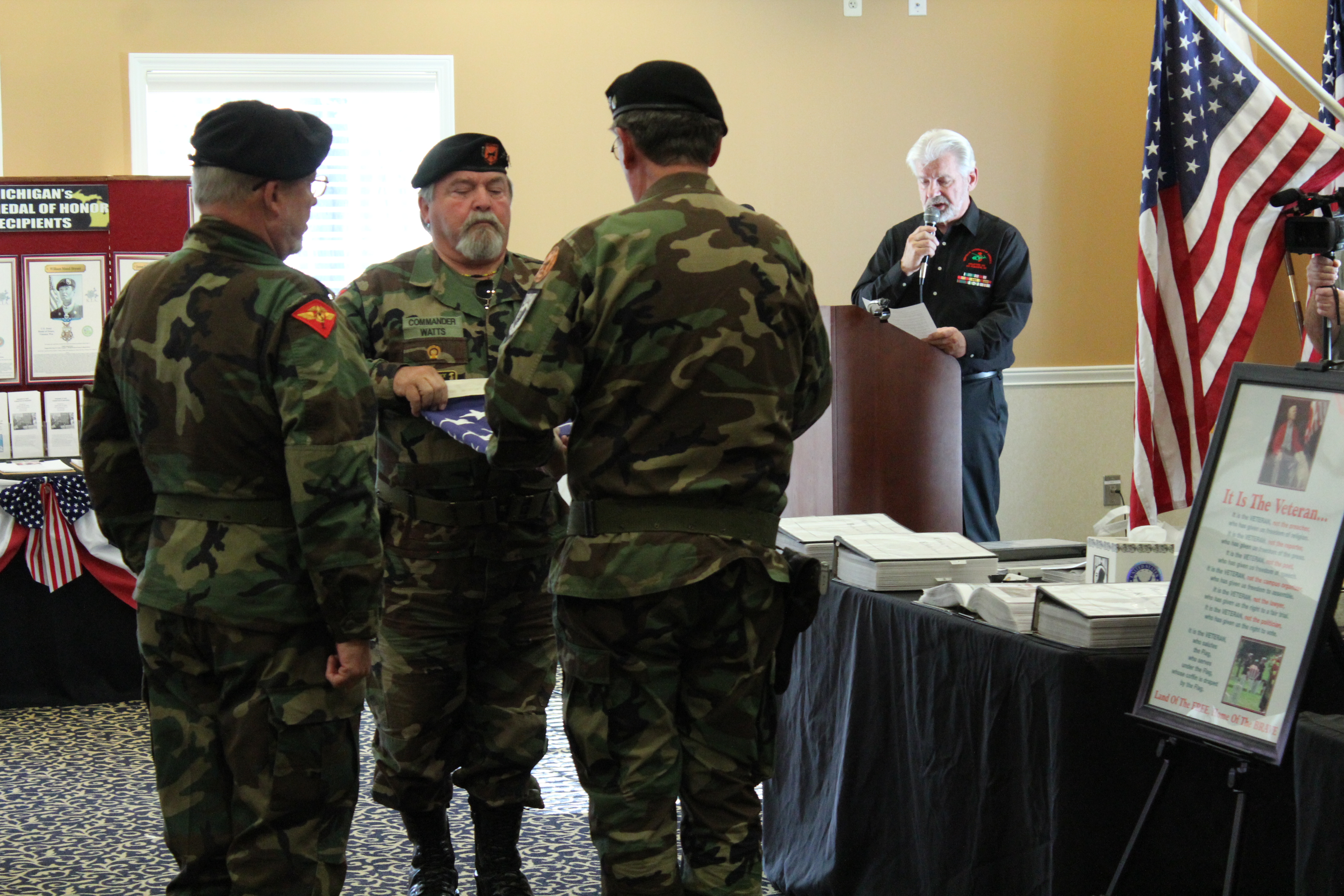 A ceremonial flag folding was conducted with each of the 13 folds explained.
